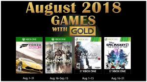 Xbox Live Games Wirh Gold August 2018 Xbox Live Xbox Xbox Games