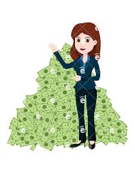 Woman Standing In Front Of Large Pile Of Money Vector Friendlystock Woman Standing Business Women Women
