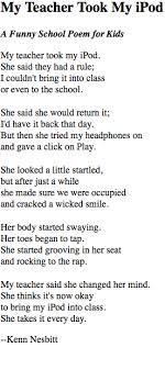 Ken Nesbitt My Teacher Took My Ipod Teacher Poems Kids Poems Poetry For Kids