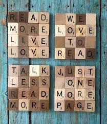 Book Lover Scrabble Coasters Scrabble Coasters Set Of 4 Etsy In 2020 Scrabble Coasters Scrabble Crafts Scrabble Tile Crafts
