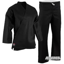Proforce 6 Oz Karate Uniform Elastic Drawstring 55 45 Blend With Free White Belt Black 0000