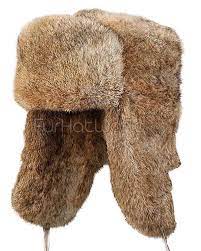 Rabbit Full Fur Russian Ushanka Hat Brown Ushanka Hat Trapper Hat Men Russian Hat