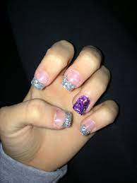 Silver Purple Acrylic Nails Purple Acrylic Nails Prom Nails Silver Acrylic Nail Designs