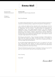 Aug 15, 2017 · the letter is written to the loan manager of the company, and he then decides whether he should accept the application or not. Digital Imaging Specialist Cover Letter Template Kickresume