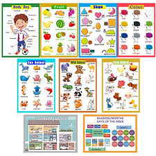 9 laminated educational wall charts school classroom posters class decorations for kindergarten wild farm sea animal body