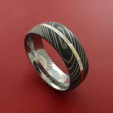 Damascus Steel Ring And Platinum Inlay Wedding Band Etsy Damascus Steel Ring Damascus Steel Wedding Band Steel Wedding Bands
