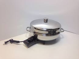 Farberware 12 Electric Skillet 344a Vtg High Dome Lid Stainless Steel Double Handle Usa By Retroreplaceme Farberware Electric Skillets Stainless Steel Skillet