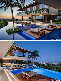 Saota Completes A New Home With An Infinity Edge Swimming Pool That Overlooks The La Skyline Luxury Houses Mansions Swimming Pools Dream House Exterior
