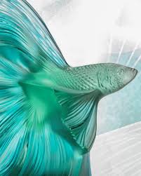 Crystal Sculpture Fish Blue By Lalique Em 2020