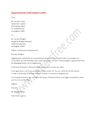 Appointment Confirmation Letter Free Letters Confirmation Letter Memo Examples Letter Example