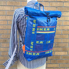 A Roll Top Backpack From Ikea Blue Bags Ikea Tute Rucksack Rucksack Muster
