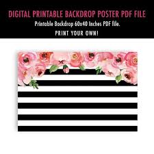 Black And White Striped Backdrop With Flowers Kate Bridal Shower Printable Backdrop Black And White Stripes Etsy In 2020 Baby Shower Flowers Baby Shower Photo Booth Bridal Shower Backdrop