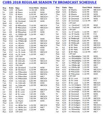 Or, view the full season with. Cubs Announce 2018 Regular Season Television Broadcast Schedule Chicago Cubs Online