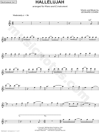 Enjoy playing along with 2 backing tracks which you can control with the track display. Leonard Cohen Hallelujah C Instrument Sheet Music Flute Violin Oboe Or Recorder In C Major Download Print Sku Mn0088188