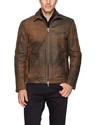 Amazon Com John Varvatos Mens Zip Front Leather Jacket