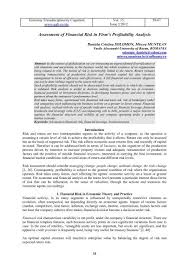 Credit risk refers to the risk that a borrower will default on any type of debt by failing to make required payments. Assessment Of Financial Risk In Firm S Profitability Analysis