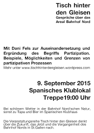 Als beispiele seien hier genannt, die politische teilhabe. Tisch Am 09 09 15 Tisch Hinter Den Gleisen