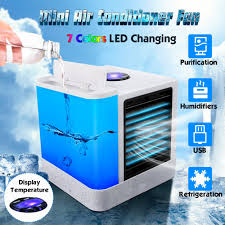 This makes it a pleasant air conditioner for a small bedroom for a comfortable night's sleep. Portable Air Cooler Mini Usb Air Conditioner Room Cooling 7 Colors Led Light Cooler Small Table Fans Shopee Thailand