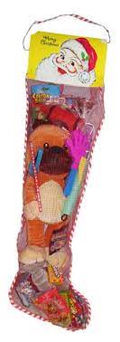 Christmas candy and retro candy all mixed in one stocking. 36 Inch Toy And Candy Filled Net Christmas Stocking