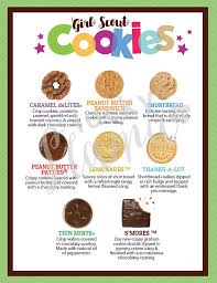 abc girl scout cookie menu in green no pricing 8 5 x 11