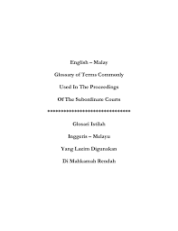 Klik cipta permohonan untuk membuat permohonan tuntutan wang. English Malay Glossary Of Terms Commonly Used