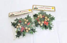 Christmas candle rings for tapers. Vintage Christmas Candle Ring Wreaths Taper Candle Trim Etsy Vintage Christmas Candles Christmas Candle Rings Christmas Candle