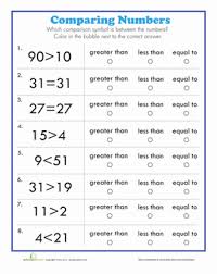 Number Comparison Worksheet Education Com First Grade Math Worksheets Worksheets Math Worksheets