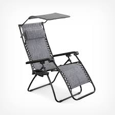 Gravity garden recliner chair grey loire. Zero Gravity Textoline Canopy Garden Chair Vonhaus