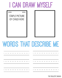 Draw Describe Yourself Free Printable For Kids Self Esteem Worksheets Words That Describe Me Kindergarten Worksheets