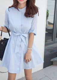 Summer Dress Bow Cotton Striped Shirt Buttons Korean Style Woman S Dresses Vestiti Estivi Abiti Estivi Abiti