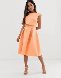Migliori abiti da cerimonia su asos per la primavera. Asos Design Petite Vestito Midi Da Cerimonia Con Top Corto E Risvolto Sul Retro Asos