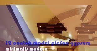 Plafon perpaduan bentuk dan cahaya lampu: 12 Contoh Model Plafon Gypsum Minimalis Modern Desain Model Furniture