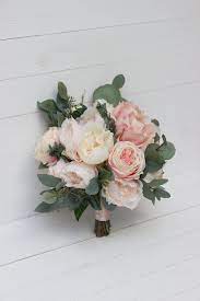 Peonies and eucalyptus bouquets wedding. Bridal Bouquet Faux Bouquet Peach Peony Eucalyptus Wedding Etsy In 2021 Bridal Bouquet Peonies Wedding Flowers Peach Peonies