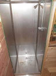 Shower panel shower panel height : Custom 32 X 32 Stainless Steel Shower The Stainless Steel Panels Were Applied To Mildew Resistant Dr Shower Wall Shower Wall Panels Glass Block Shower Wall