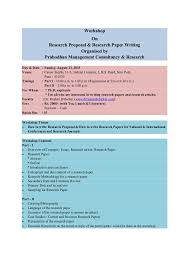 You can think of your research project as a house. Research Proposal And Research Paper Writing Workshop On 23 Aug