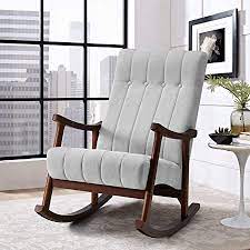 Klear vu twillo overstuffed rocking chair cushion set, seat 17 x 17 and seatback 21 x 17, chocolate. Amazon Com Avawing Upholstered Rocking Chair With Fabric Padded Seat Comfortable Rocker Solid Wood For Living Room Modern High Back Armchair Adult Single Sofa Old Man Chair Grey Kitchen Dining