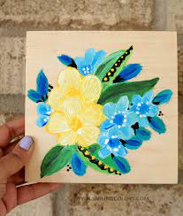 Learn how to paint flowers in this, step by step, acrylic painting tutorial with artist ashley krieger. Painting Acrylic Flowers On A Wood Canvas Smiling Colors Acrylic Painting Flowers Easy Flower Painting Flower Painting Canvas