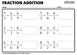 adding 3 fractions problems printable fraction addition worksheets