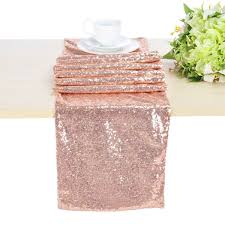 Bcool Choose Your Sizes Rose Gold Sequin Table Runner Overlay Sparkly Glitz Sequined Gold Sequin Table Runner Rose Gold Kitchen Accessories Sequin Table Runner