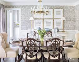 Traditional Gray Dining Room Dining Room Wallpaper Dining Room Design Grey Dining Room