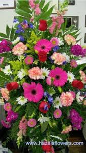Bright Spring Mix Standing Easel Spray With Pink Gerberas Snapdragons Carnations Asters Daisies Soli Fresh Flower Delivery Funeral Flowers Flower Delivery