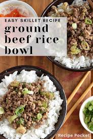 Easy Korean Ground Beef Rice Bowl On The Table In 20 Min Recipe Beef Rice Bowl Recipe Beef And Rice Ground Beef Rice