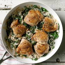 Chicken Thighs With Shallots Spinach Recipe Diabetic Friendly Dinner Recipes Chicken Recipes Poultry Recipes