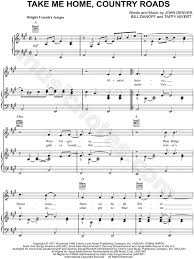 John Denver Take Me Home Country Roads Sheet Music In A Major Transposable Download Print John Denver Sheet Music Take Me Home