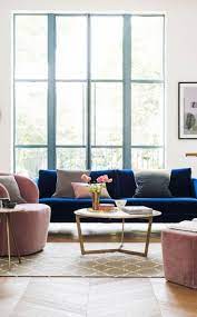 The Tivoli Two Seater Sofa In Indigo Velvet This Deep Blue Tone In Velvet Is Sure To Make Pink Living Room Decor Blue Sofas Living Room Pink Sofa Living Room