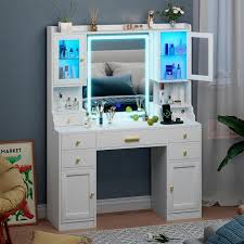 White Makeup Vanity Desk With Mirror