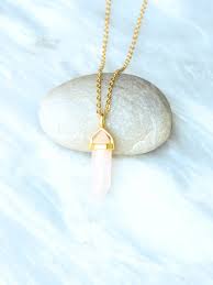 Rose Quartz Necklace Gold Rose Quartz Crystal Pendant Longlasting Real Gold Plated Neck Rose Quartz Necklace Amethyst Crystal Necklace Quartz Crystal Pendant