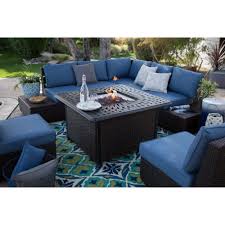 Belham Living Luciana Bay Wicker Sofa Sectional Set With Florentine Fire Pit Www Hayneedle Com Patio Furniture Sets Fire Pit Patio Set Patio Decor