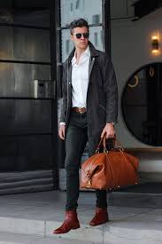 Two Tone Black And Brown Boots Outfit Black Jacket White Button Down Black Jeans Brown Boots Black Jeans Brown Boots Mens Brown Boots Brown Boots Outfit