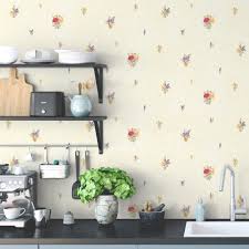 Parfait pour une chambre au style industriel ! Papier Peint Lavande Et Coqielicot Blanc Rouge Intisse Cuisine Et Bain Leroy Merlin